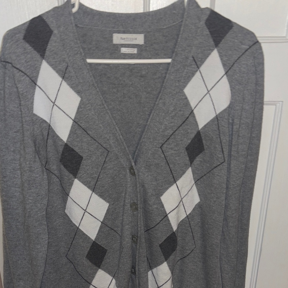Van Heusen Gray Argyle Cardigan